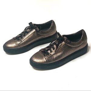 Design Lab Odell Lace Up Metallic Snakeskin Fashion Sneakers 7.5